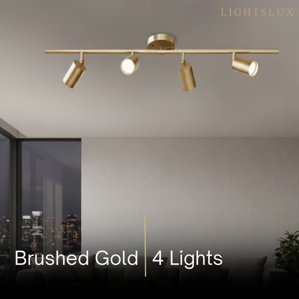 Arcato Minimalist Linear Track Light – Brushed Gold/Matte Black for Living/Study Room