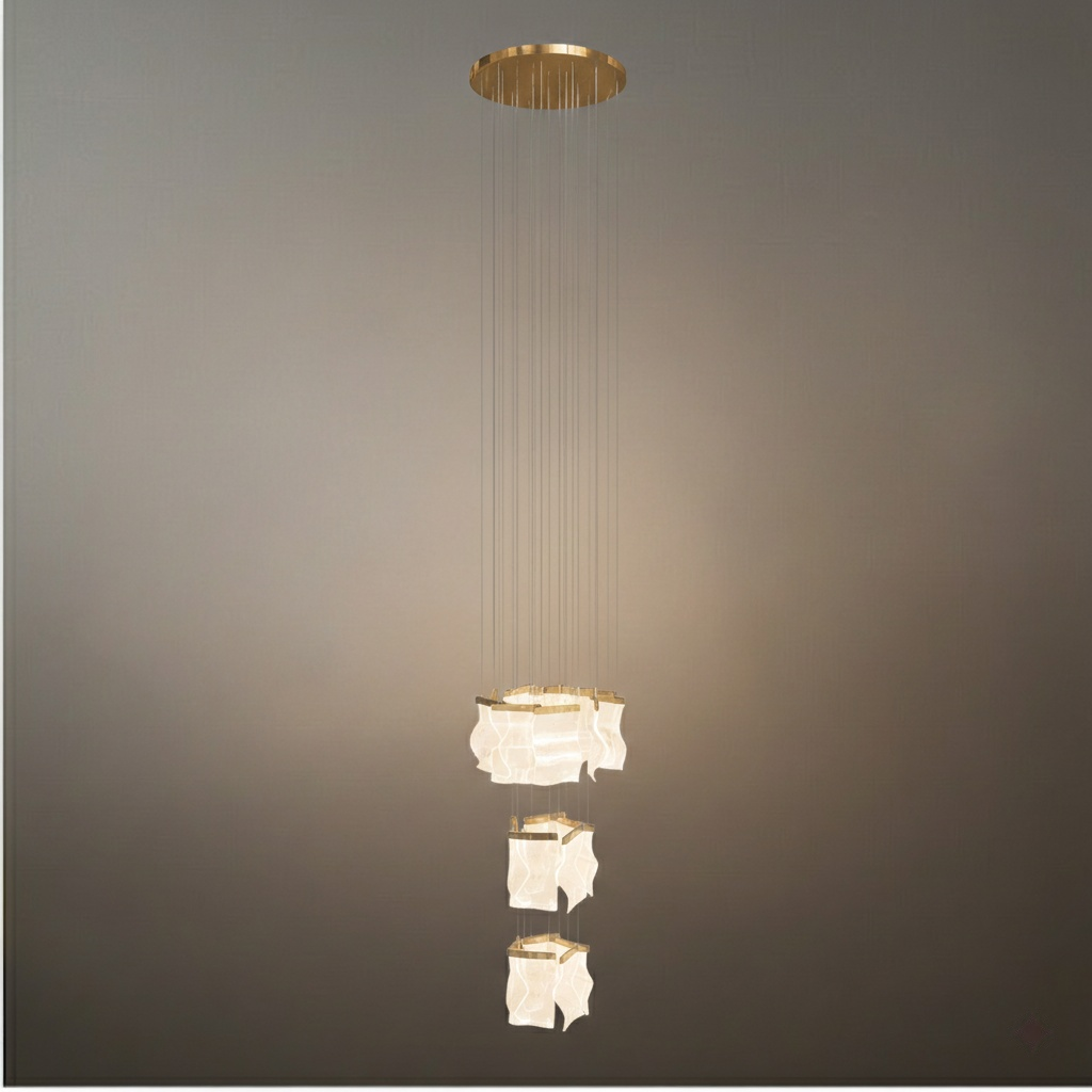 Excelis Royal Leaf-Layered Chandelier – Acrylic in Metallic Gold or Black Ash Dimmable