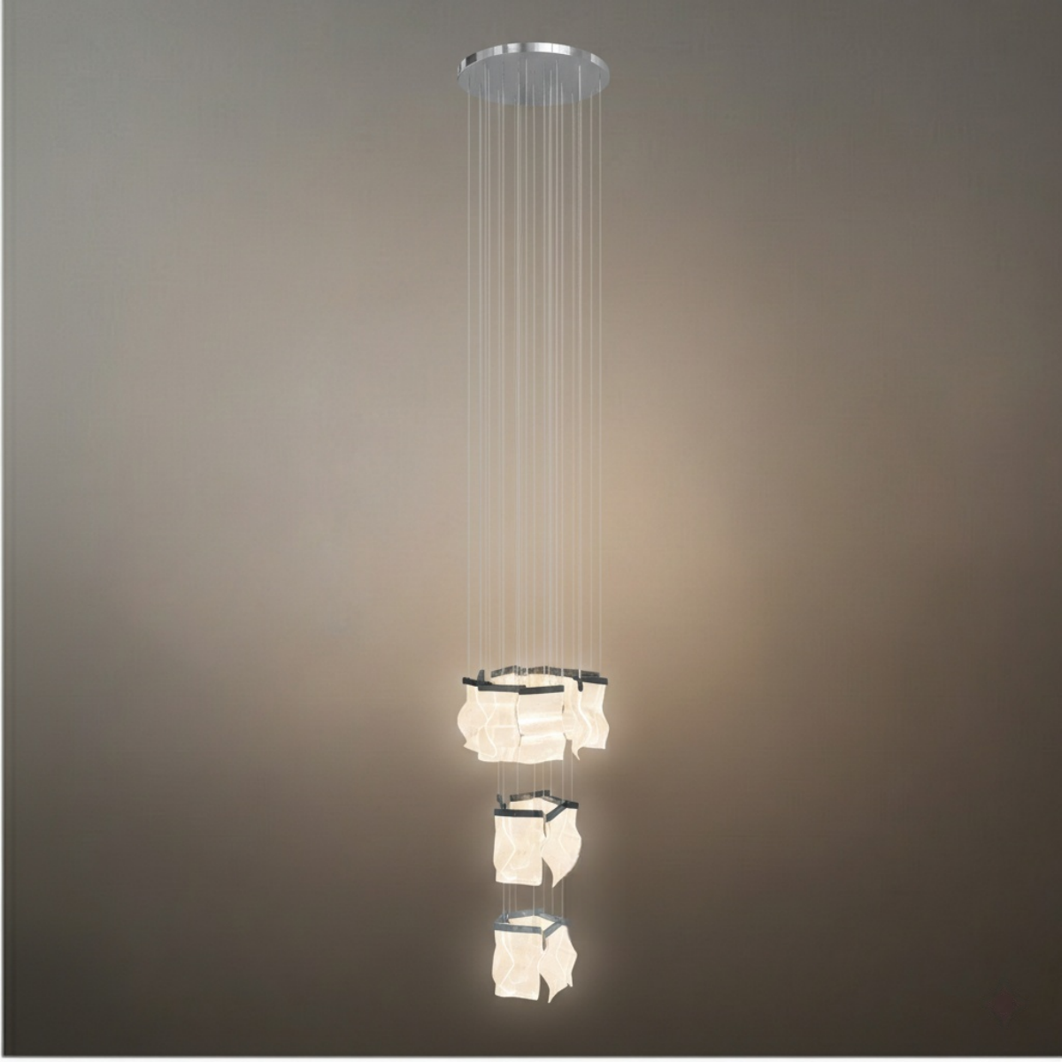 Excelis Royal Leaf-Layered Chandelier – Acrylic in Metallic Gold or Black Ash Dimmable