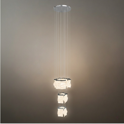 Excelis Royal Leaf-Layered Chandelier – Acrylic in Metallic Gold or Black Ash Dimmable