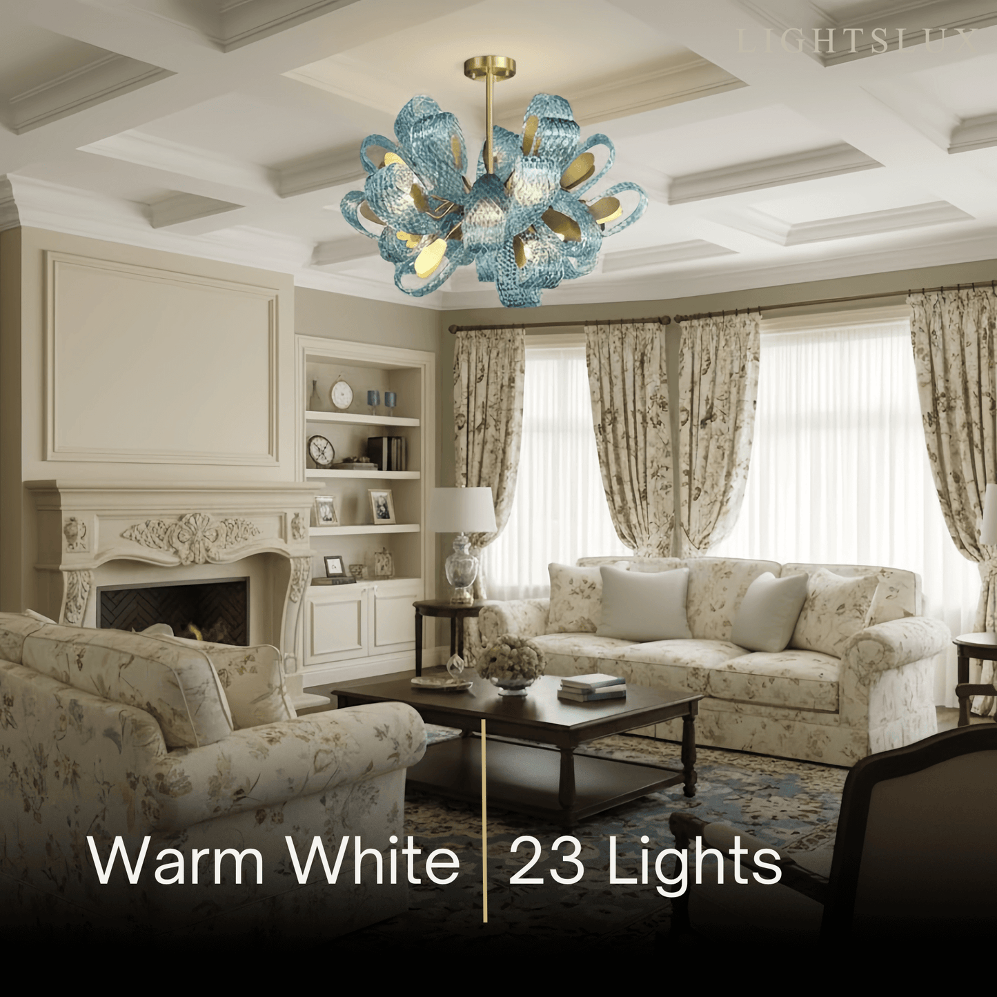 Art Deco Peacock Chandelier – Blue Feather Art Glass Contemporary for Dining Room Bedroom