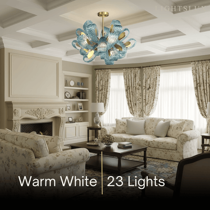 Art Deco Peacock Chandelier – Blue Feather Art Glass Contemporary for Dining Room Bedroom