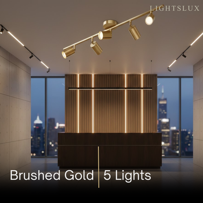 Arcato Minimalist Linear Track Light – Brushed Gold/Matte Black for Living/Study Room