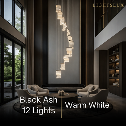 Excelis Royal Leaf-Layered Chandelier – Acrylic in Metallic Gold or Black Ash Dimmable