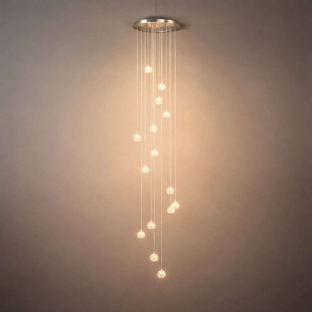 Excelis Royal Crystal Chandelier – Clear Sparkling Crystals with Warm Ambient Glow Living Room