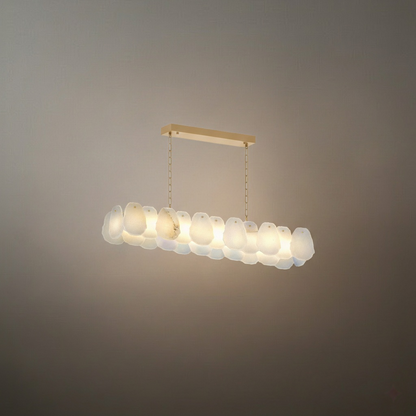 Excelis Alabaster Petal Pendant Light – Solid Brass Frame Brushed Gold Finish Kitchen island