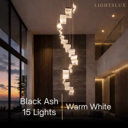 Excelis Royal Leaf-Layered Chandelier – Acrylic in Metallic Gold or Black Ash Dimmable