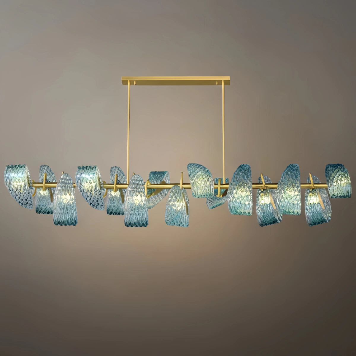 Art Deco Peacock Chandelier – Blue Feather Art Glass Contemporary for Dining Room Bedroom