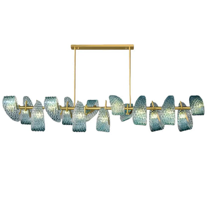 Art Deco Peacock Chandelier – Blue Feather Art Glass Contemporary for Dining Room Bedroom