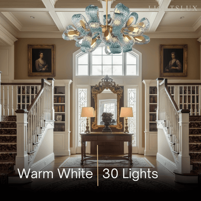 Art Deco Peacock Chandelier – Blue Feather Art Glass Contemporary for Dining Room Bedroom