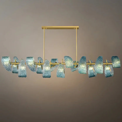 Art Deco Peacock Chandelier – Blue Feather Art Glass Contemporary for Dining Room Bedroom