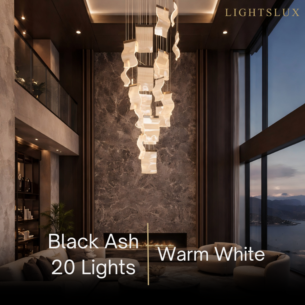 Excelis Royal Leaf-Layered Chandelier – Acrylic in Metallic Gold or Black Ash Dimmable