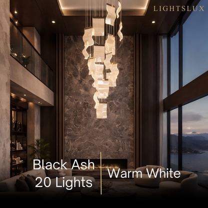 Excelis Royal Leaf-Layered Chandelier – Acrylic in Metallic Gold or Black Ash Dimmable