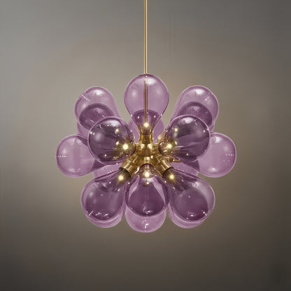 Chandelier – Blue/Purple/White Glass for Living Room