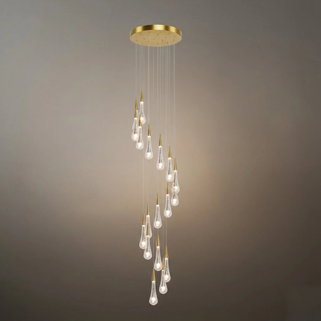 Excelis Luxury Crystal Drop Chandelier with Spiral Design