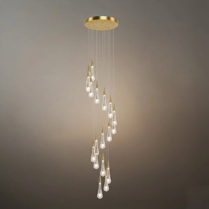 Excelis Luxury Crystal Drop Chandelier with Spiral Design
