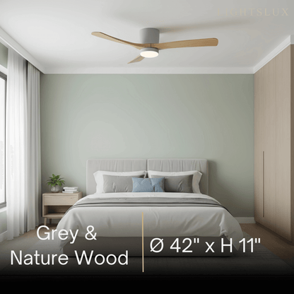 Lunara Nordic Ceiling Fan Light – Wood Clean Lines Quiet Airflow for Living Room/Bedroom