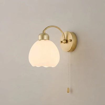 Crema Modern  Gold Floral Wall Lamp – Metal/Glass Fixture for Bedroom