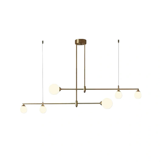 Nebula Modern Glass Bubble Chandelier - Gold Metal Frame for Dining/Living Room