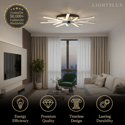 Nebula Modern Star Radiating Ceiling Light – Black/GoldAcrylic Rods for Living Room