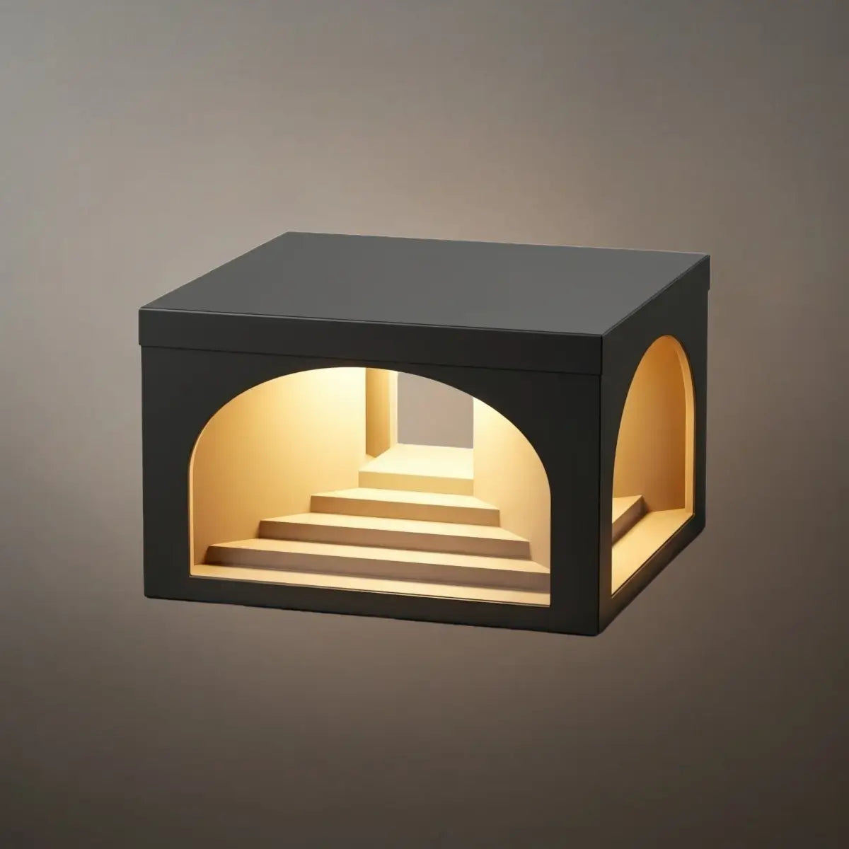 Lámpara de pilar minimalista Arcato para montaje en muelle - Metal negro para exteriores