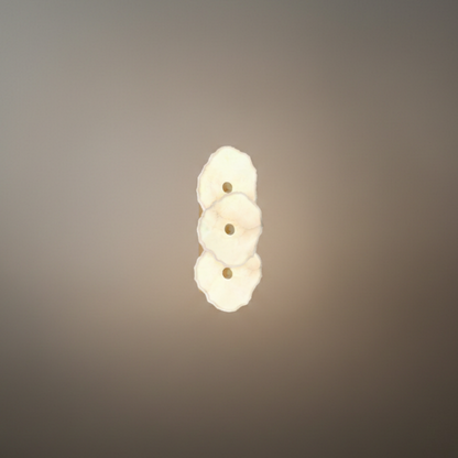 Excelis Royal Alabaster Petal Wall Sconce – Hand-Layered with Brushed Gold Brass for Living Room