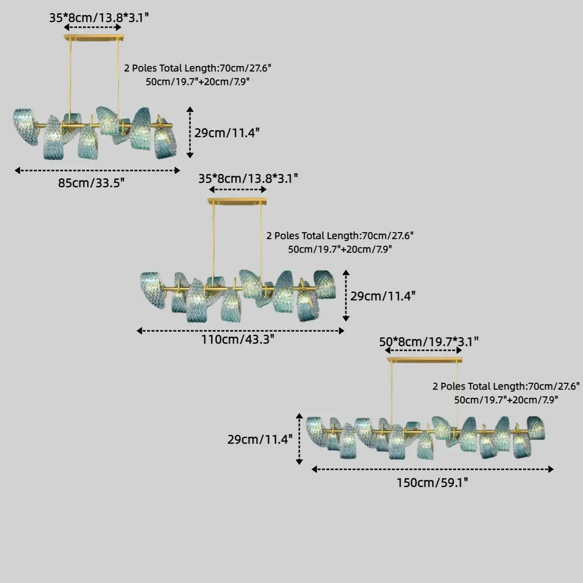 Art Deco Peacock Chandelier – Blue Feather Art Glass Contemporary for Dining Room Bedroom