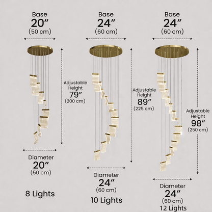 Excelis Royal Leaf-Layered Chandelier – Acrylic in Metallic Gold or Black Ash Dimmable