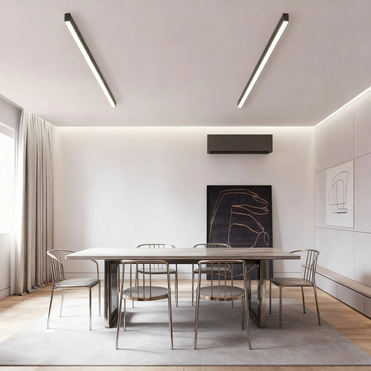 Arcato Minimalistische lineare LED-Deckenleuchte – Schwarz, dimmbar für das Wohnzimmer