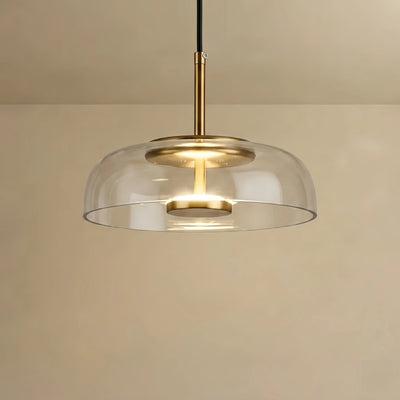 Scandinavian Pendant Lamp — Clear Glass Sphere & Brass Accent for Kitchen Island