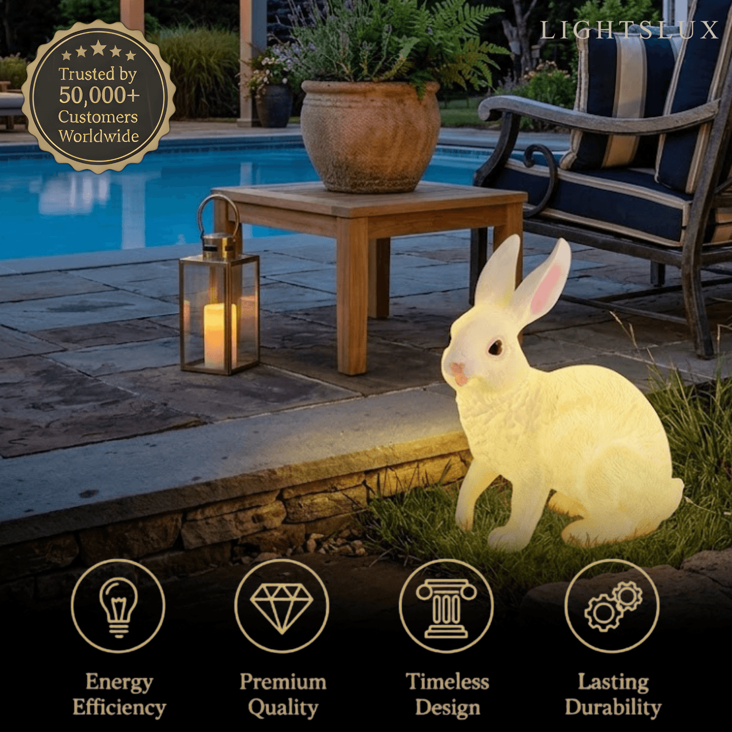 Easter Bunny Outdoor Light – Cute Sitting & Carrot Bunny Garden Lamp