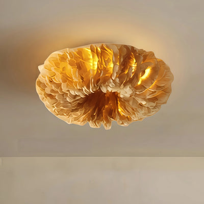 Lunara Art Deco Round Ceiling Light Art Feather — White/Yellow/Pink/Gray Bedroom