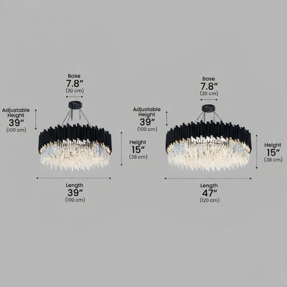 Excelis Modern Crystal Chandelier – Black Frame Sparkling Focal Point for Dining/Living Room
