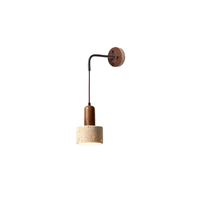Wall Lamp — Travertine Shade Walnut Wood Socket for Bedside