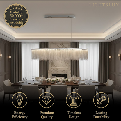 Gold or Chrome Pendant Light – Luxury Tassel Metal Fixture for Dining Room