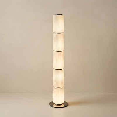 Vetro Modern Glass Column Floor Lamp – Milky White/Smoky Gray Aluminum for Living Room, Bedroom & Office