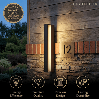 Aplique de pared exterior rectangular moderno Arcato – Luz con sensor de metal para jardín/patio