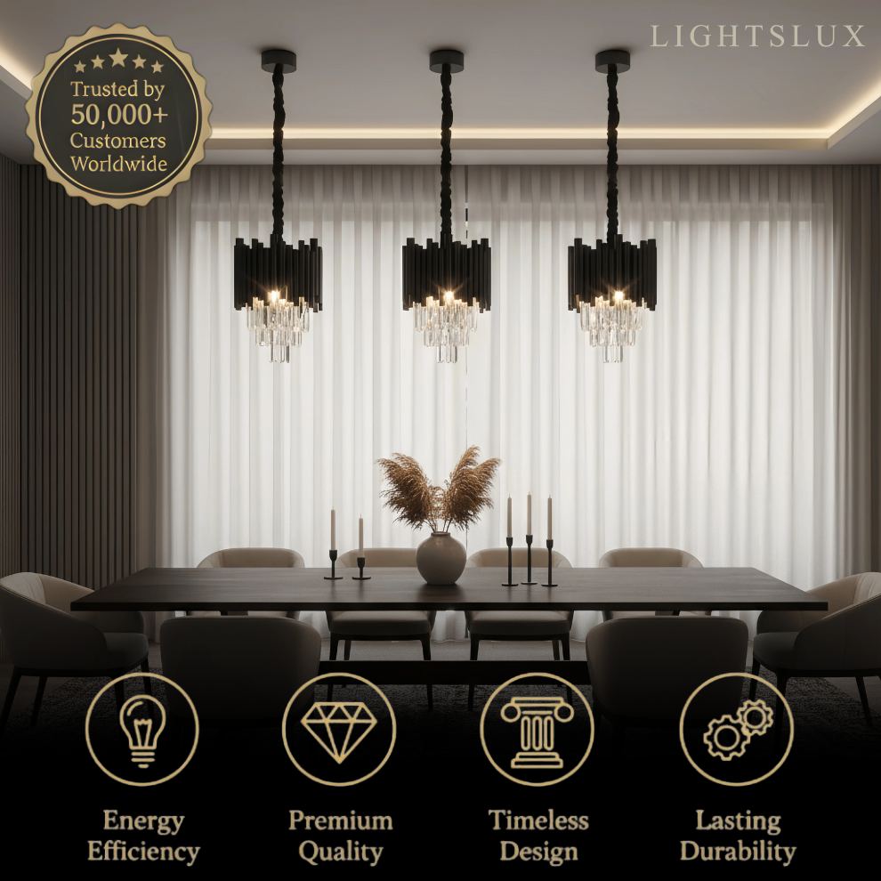 Modern Obsidian Mini Pendant Light with Crystal Detail