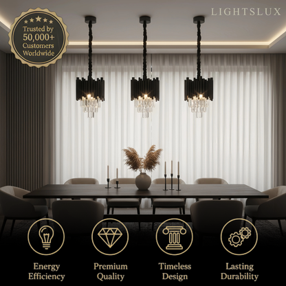 Modern Obsidian Mini Pendant Light with Crystal Detail