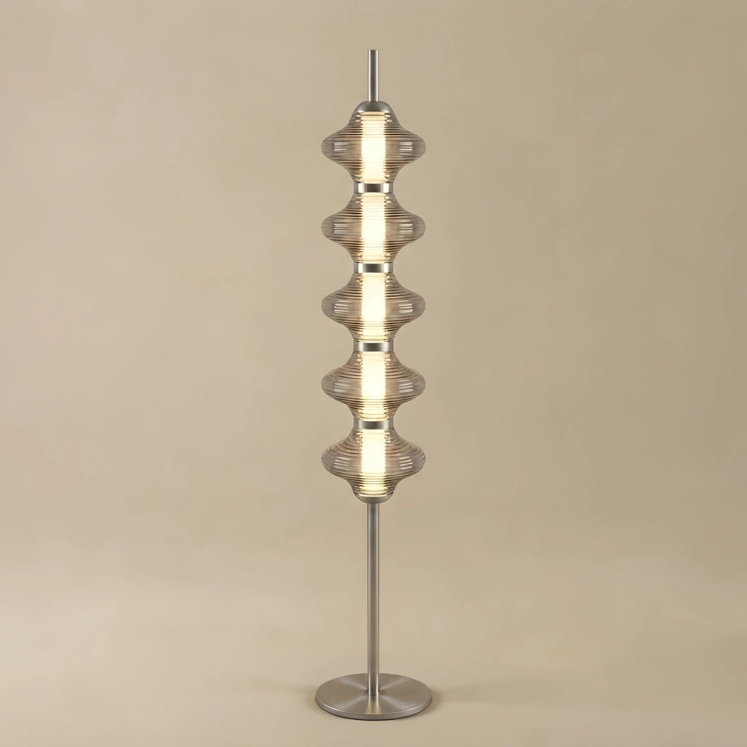 Vivara Modern Metal/Glass Floor Lamp - Orange Lantern Design for Bedroom