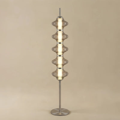Vivara Modern Metal/Glass Floor Lamp - Orange Lantern Design for Bedroom