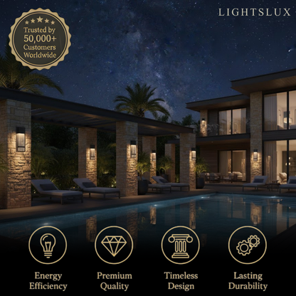 Arcato Modern Vertical Outdoor Wall Sconce – Black Stainless Steel/Glass for Patio/Entryway