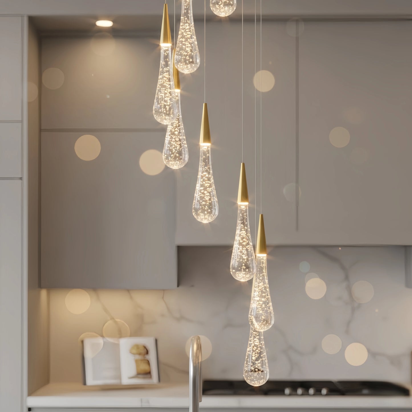 Excelis Luxury Crystal Drop Chandelier with Spiral Design