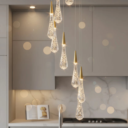 Excelis Luxury Crystal Drop Chandelier with Spiral Design