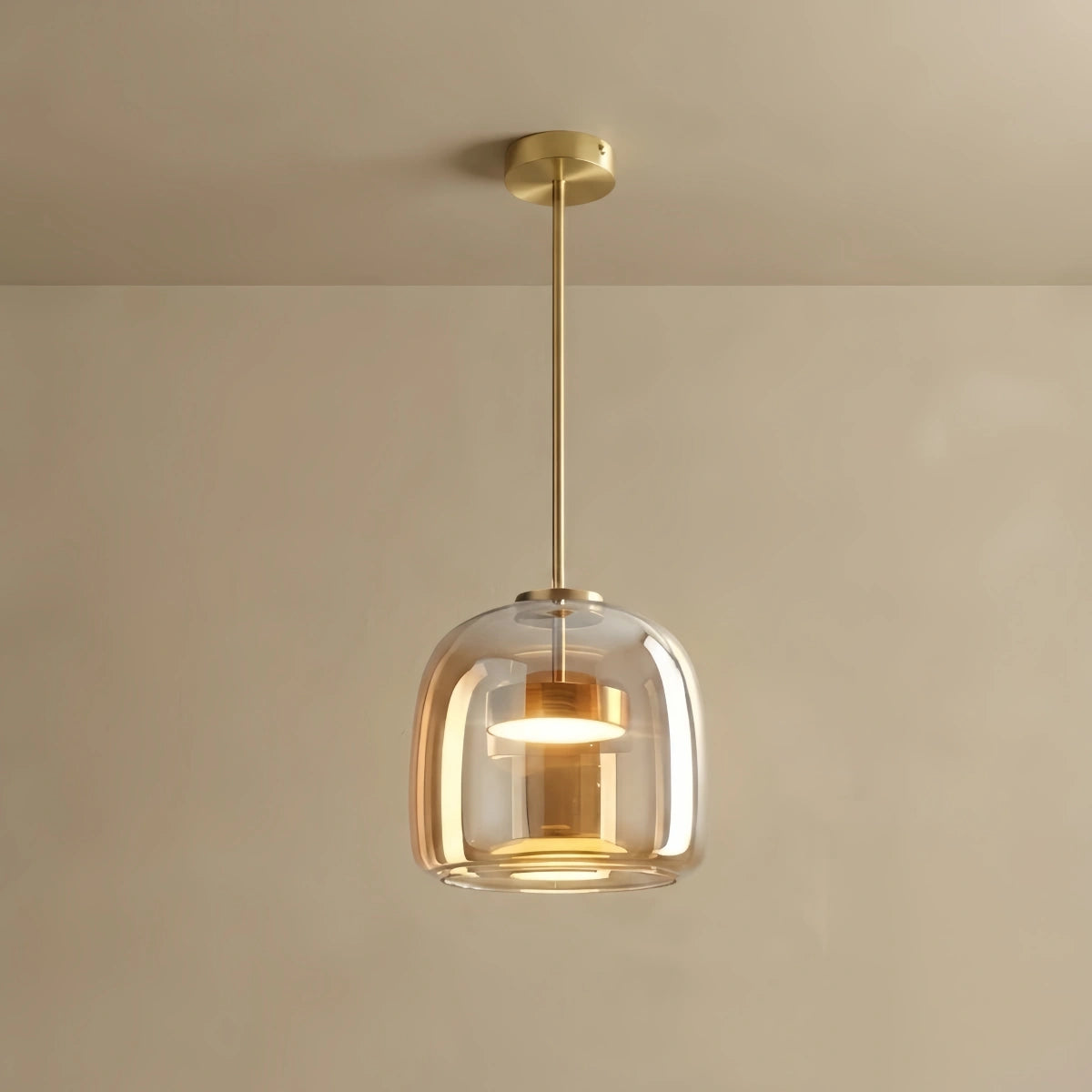 Vetro Modern Hand-Blown Pendant Lamp — Smoked Glass & Metal Accent for Kitchen Island