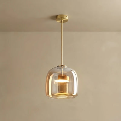 Vetro Modern Hand-Blown Pendant Lamp — Smoked Glass & Metal Accent for Kitchen Island