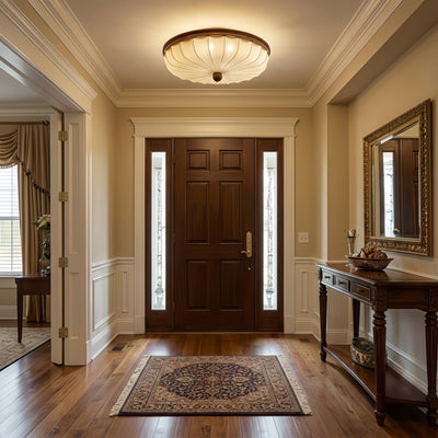 Irondale Retro Ceiling Light--Fabric & Wood for Bedroom