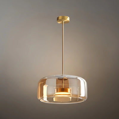 Vetro Modern Hand-Blown Pendant Lamp — Smoked Glass & Metal Accent for Kitchen Island