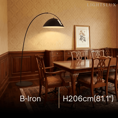 Velora Modern Black Floor Lamp – Metal Curved Design for Living Room
