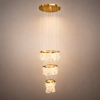 Excelis Royal Leaf-Layered Chandelier – Acrylic in Metallic Gold or Black Ash Dimmable